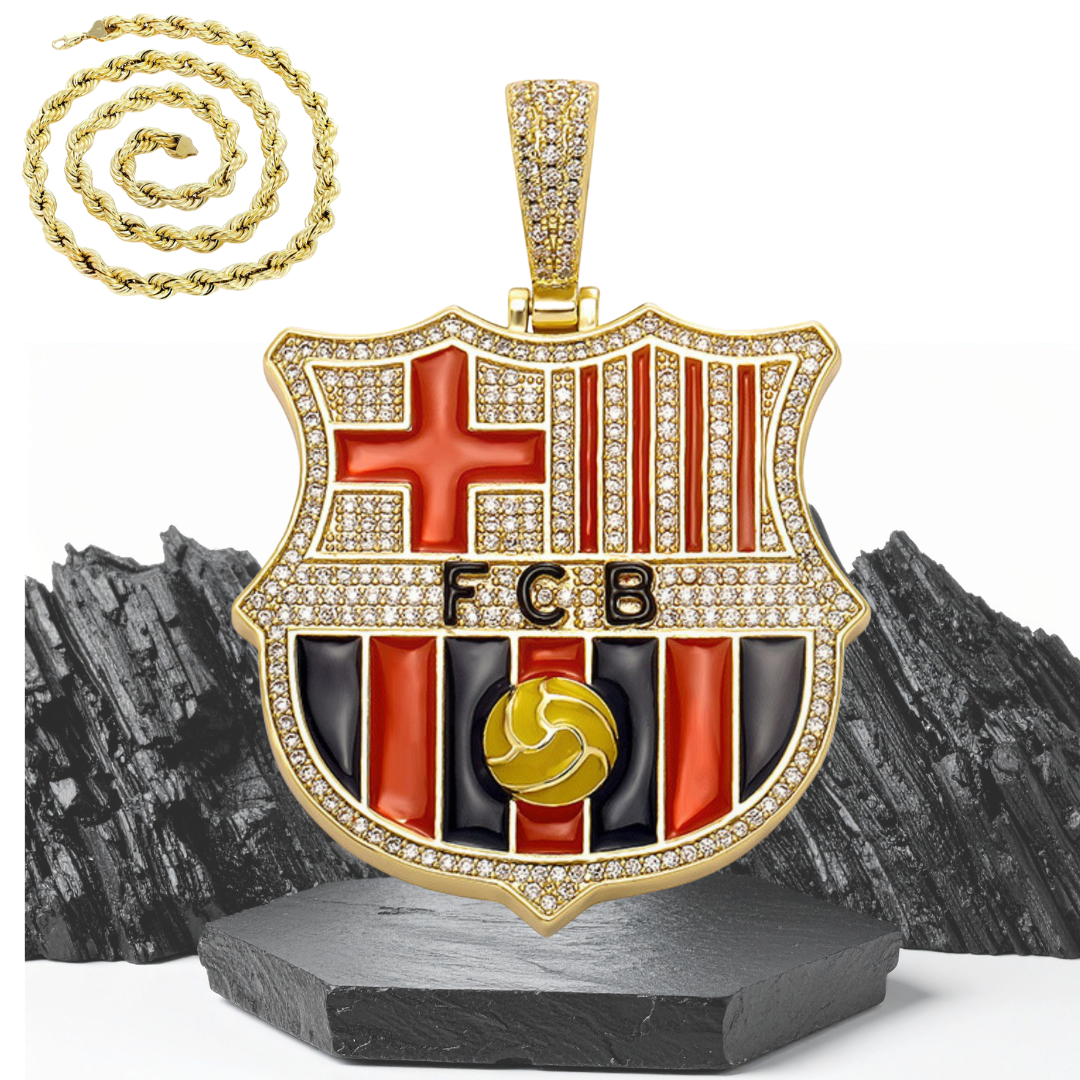 ICED OUT Football/Soccer Pendant - 18K Gold Plated Silver Sterling 925 with Cubic Zirconia Diamonds- All Famous Football League Teams