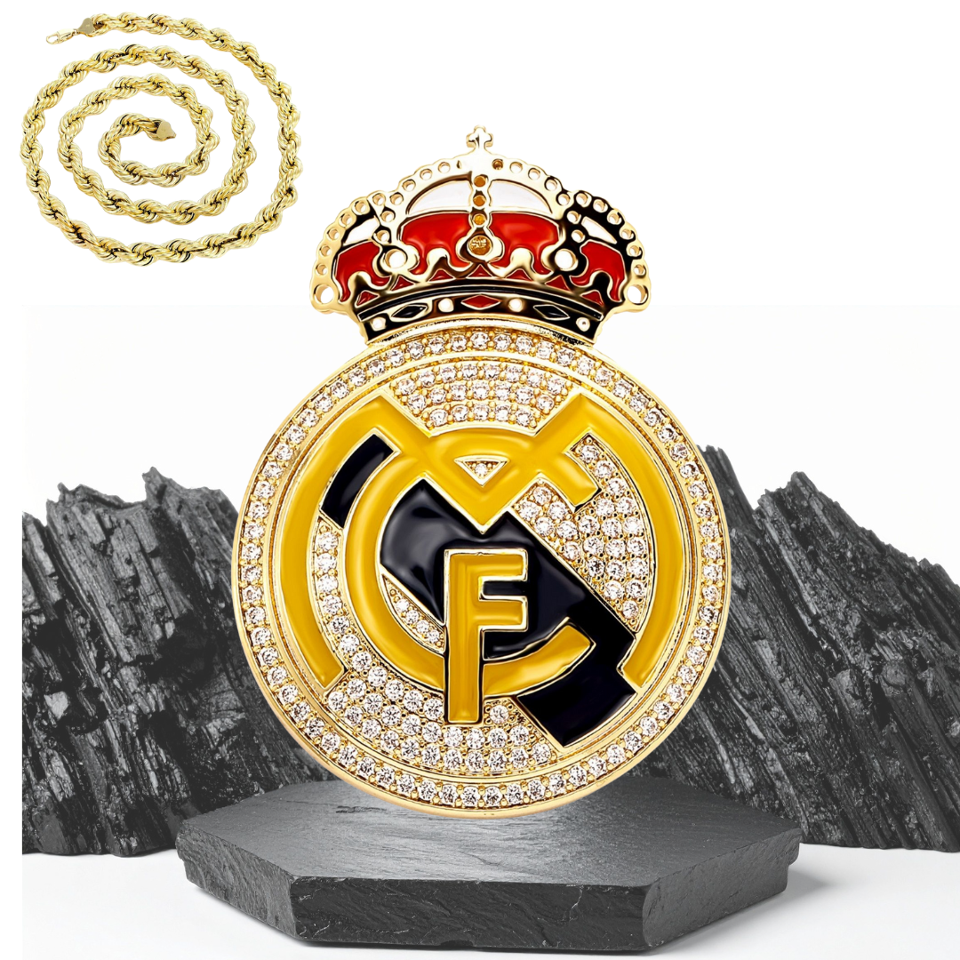 ICED OUT Football/Soccer Pendant - 18K Gold Plated Silver Sterling 925 with Cubic Zirconia Diamonds- All Famous Football League Teams