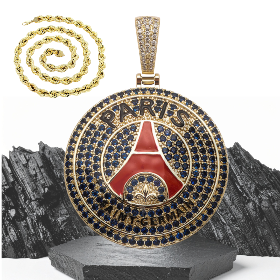 ICED OUT Football/Soccer Pendant - 18K Gold Plated Silver Sterling 925 with Cubic Zirconia Diamonds- All Famous Football League Teams