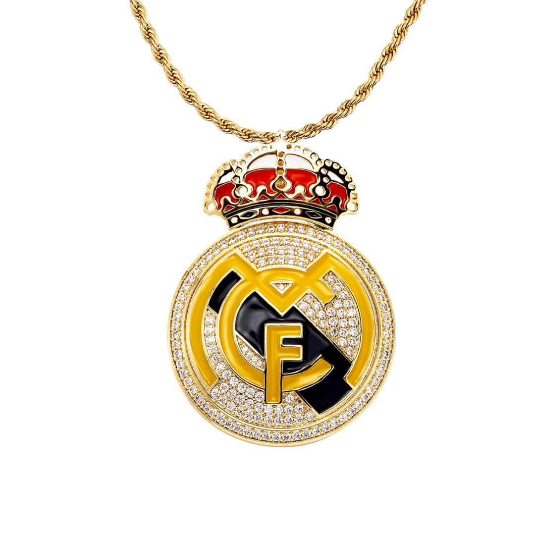 ICED OUT Football/Soccer Pendant - 18K Gold Plated Silver Sterling 925 with Cubic Zirconia Diamonds- All Famous Football League Teams