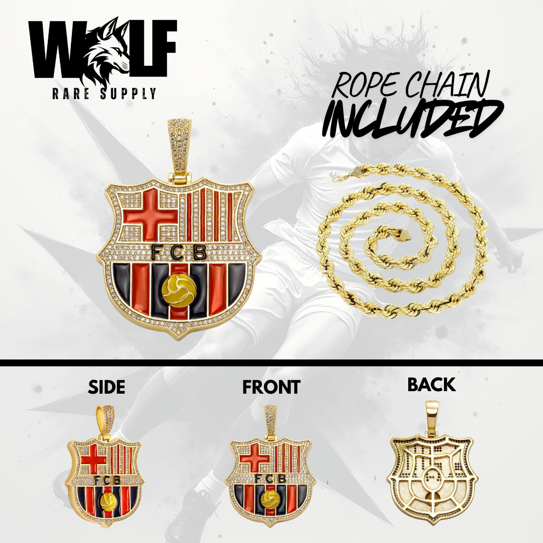 ICED OUT Football/Soccer Pendant - 18K Gold Plated Silver Sterling 925 with Cubic Zirconia Diamonds- All Famous Football League Teams