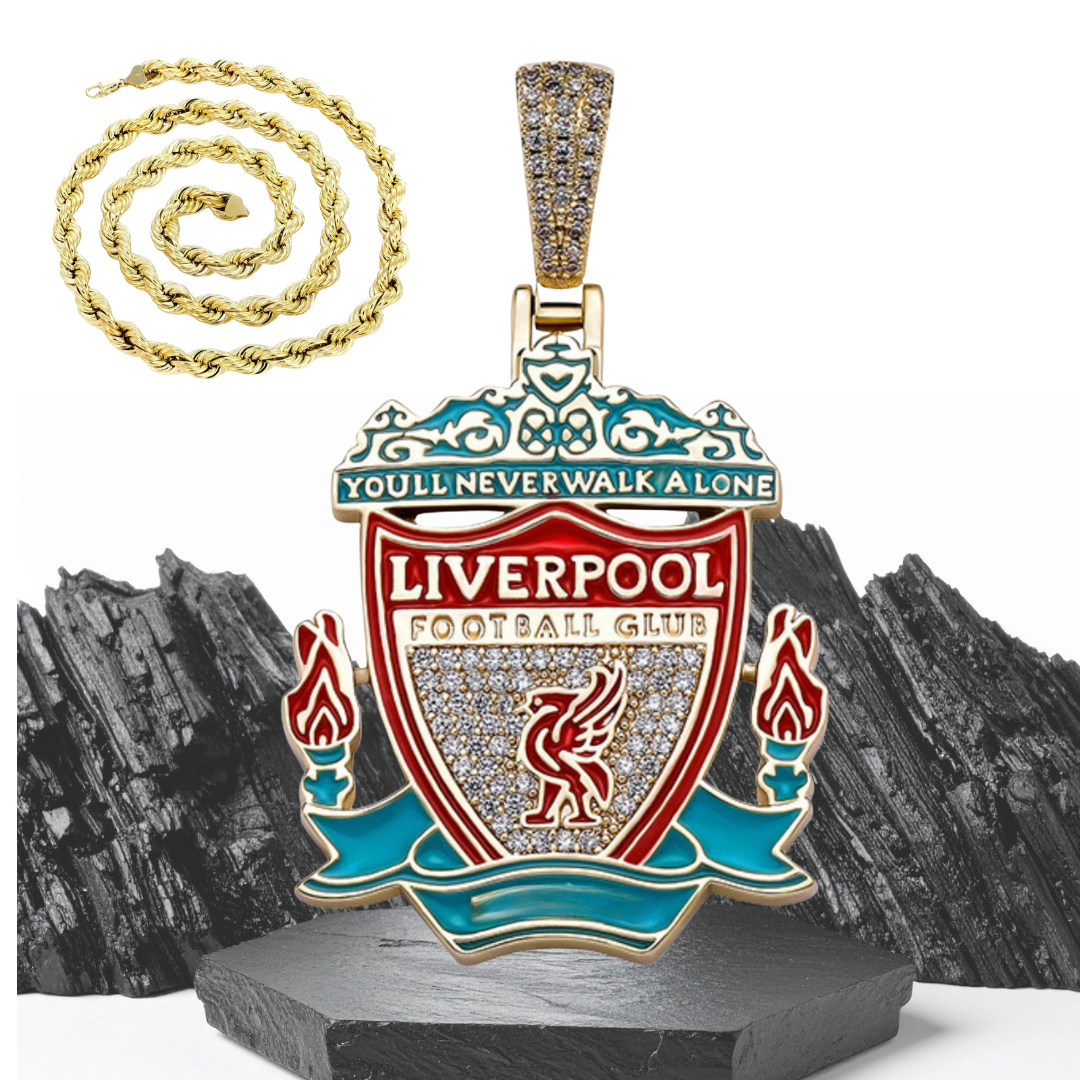 ICED OUT Football/Soccer Pendant - 18K Gold Plated Silver Sterling 925 with Cubic Zirconia Diamonds- All Famous Football League Teams