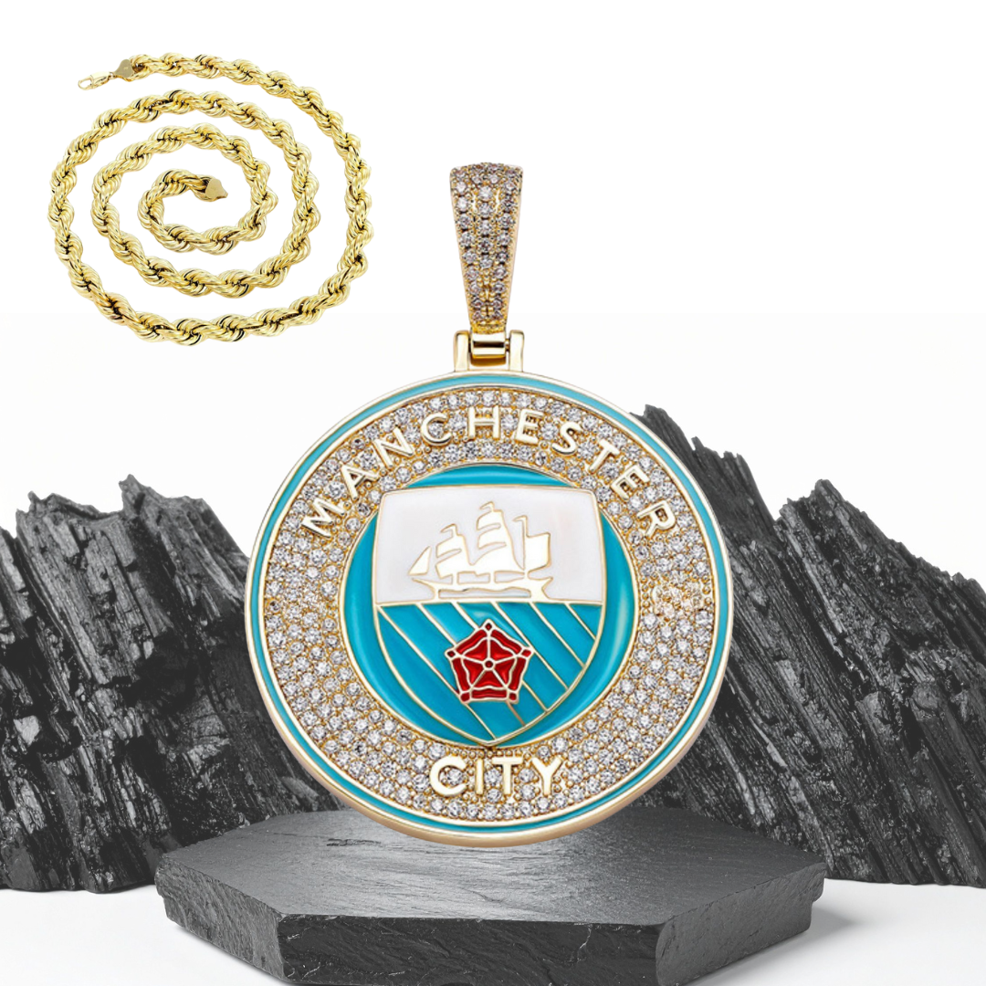 ICED OUT Football/Soccer Pendant - 18K Gold Plated Silver Sterling 925 with Cubic Zirconia Diamonds- All Famous Football League Teams