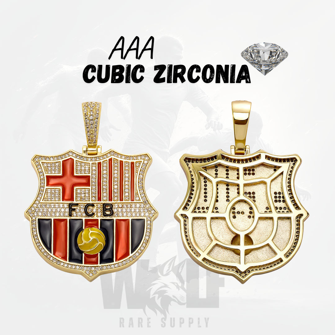 ICED OUT Football/Soccer Pendant - 18K Gold Plated Silver Sterling 925 with Cubic Zirconia Diamonds- All Famous Football League Teams