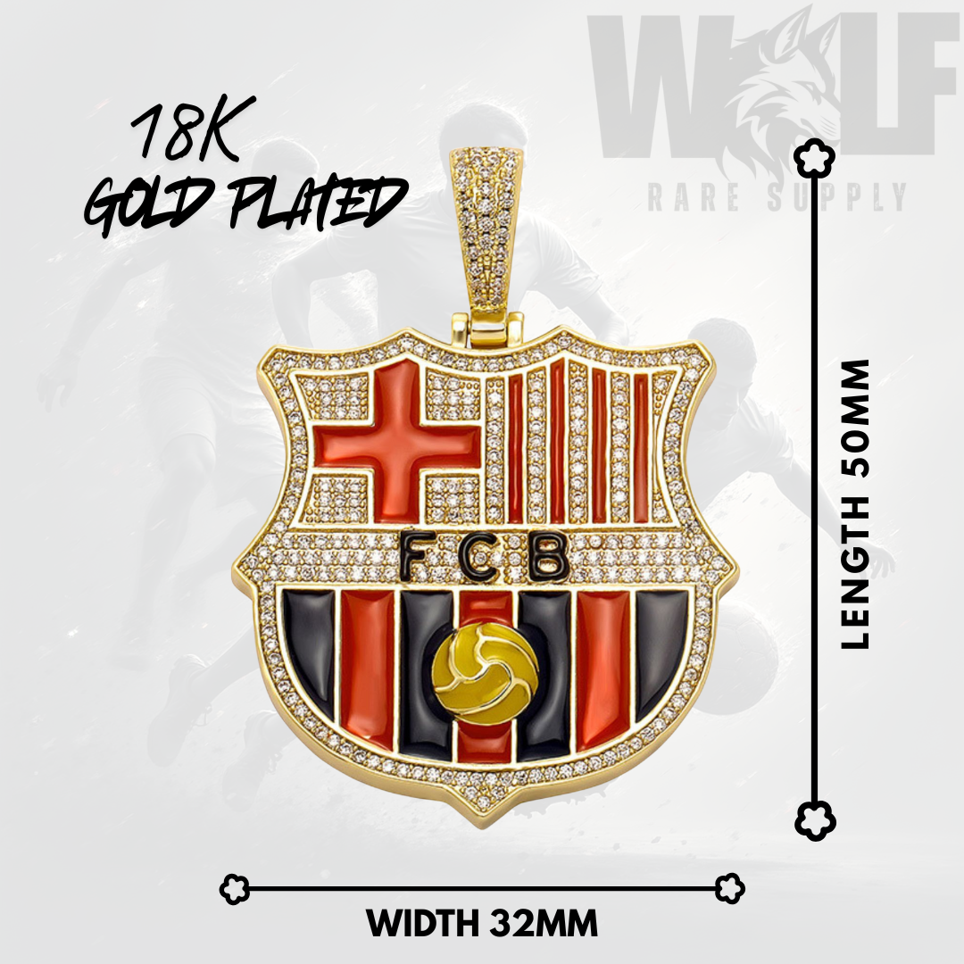 ICED OUT Football/Soccer Pendant - 18K Gold Plated Silver Sterling 925 with Cubic Zirconia Diamonds- All Famous Football League Teams