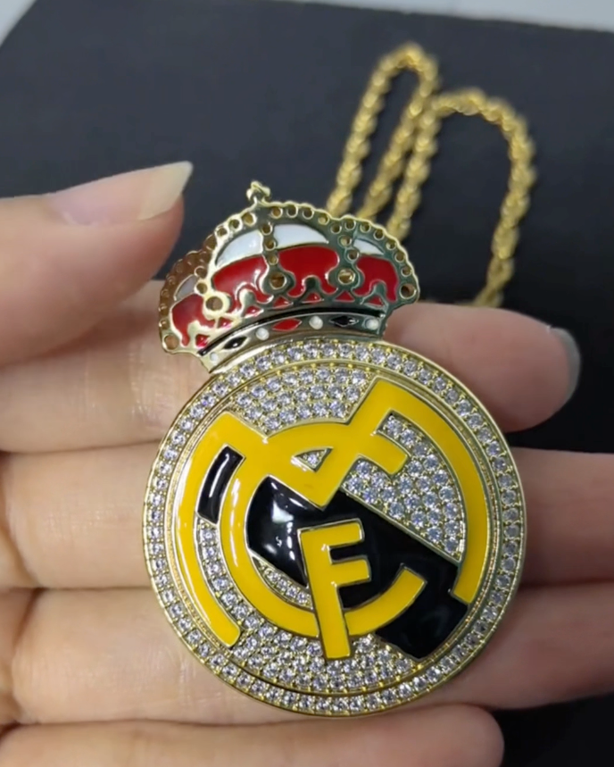 ICED OUT Football/Soccer Pendant - 18K Gold Plated Silver Sterling 925 with Cubic Zirconia Diamonds- All Famous Football League Teams