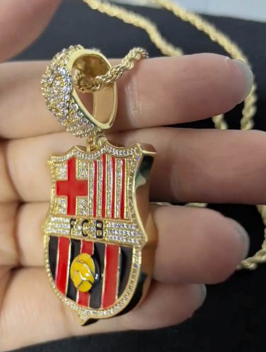 ICED OUT Football/Soccer Pendant - 18K Gold Plated Silver Sterling 925 with Cubic Zirconia Diamonds- All Famous Football League Teams